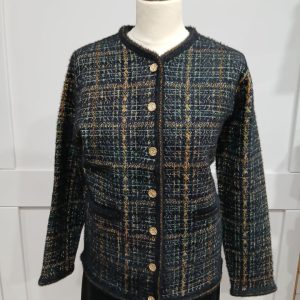 Castle Black Check Jacket with Fur Trim