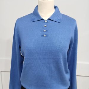 Castle Medium Blue Jumper with Collar