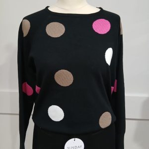 Sunday Black Fine Knit Jumper with Spots