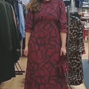 Kate & Pippa Simona Midi Dress in Magenta / Navy