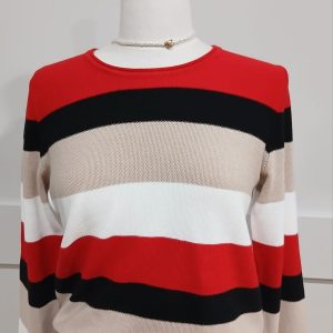 Sunday Red / Beige Stripe Cotton Jumper