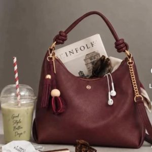 Gionni Petal Curved Burgandy Shoulder Bag